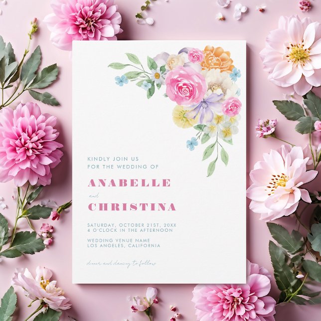 Invitation Aquarelle bleu rose Lilac Floral Mariage (Créateur téléchargé)