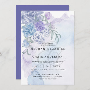 Invitation Aquarelle bleu rustique
