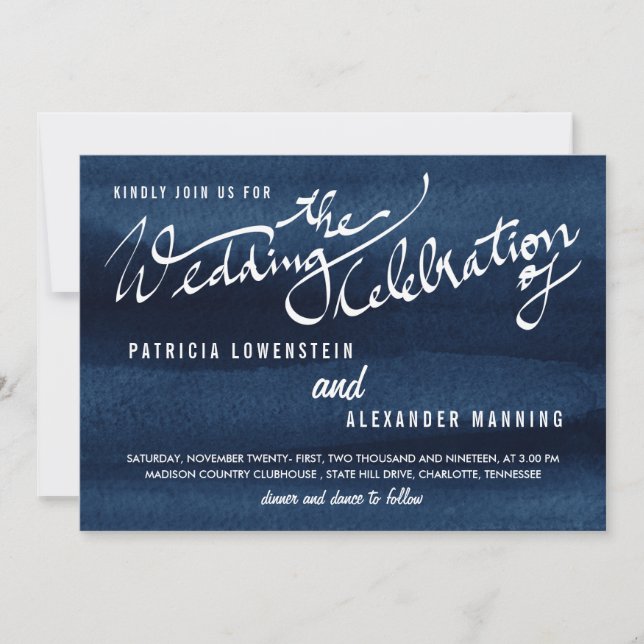 Invitation Aquarelle bleu Snorkel Typographie Mariage moderne (Devant)