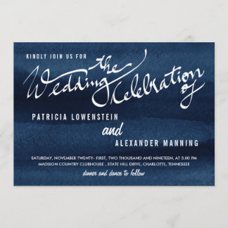 Invitation Aquarelle bleu Snorkel Typographie Mariage moderne