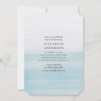 Aquarelle bleu Sweet 16. 16e anniversaire nautique