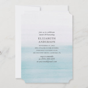 Invitation Aquarelle bleu Sweet 16. 16e anniversaire nautique
