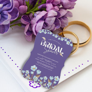 Invitation Aquarelle bleu vintage Fête des mariées florale