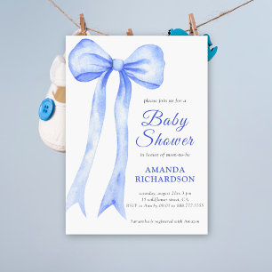 Invitation Aquarelle bleue a Bow Bow Baby shower
