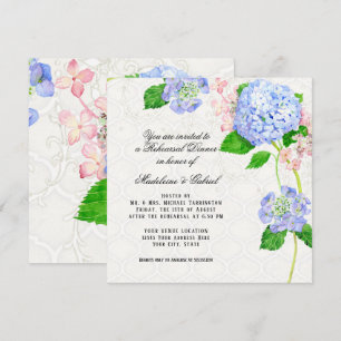 Invitation Aquarelle bleue d'hortensia d'été de dîner de