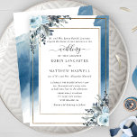 Invitation Aquarelle bleue et Floral bleu, Parents Hébergemen<br><div class="desc">Elégante invitation de mariage avec exquise aquarelle peinte à la main, colorants floraux et colorants d'aquarelle bleu gracieux. Feuillage et fleurs dans une variété de bleu poussiéreux, bleu marine, blanc, sauge et gris teintes. Les parents accueillent le texte, avec la possibilité de changer le texte des parents de la fille...</div>