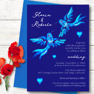 Invitation Aquarelle bleue Hummingbirds Mariage mexicain