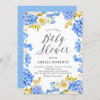 Aquarelle bleue Hydrangeas Baby shower Floral