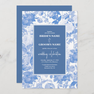 Invitation Aquarelle bleue Mariage de fleurs botaniques