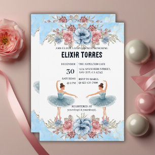 Invitation Aquarelle bleue mignonne Baby shower de Ballerina 