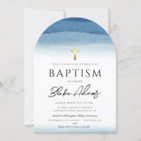 Aquarelle bleue Minimaliste Garçon Baptême