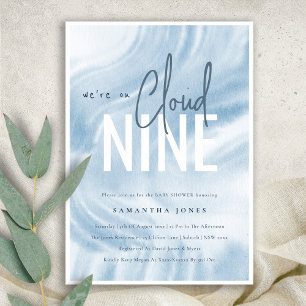 Invitation Aquarelle Bleue Nous Sommes Sur Nuage Neuf Baby sh