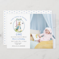 Aquarelle bleue Peter Rabbit 1er anniversaire