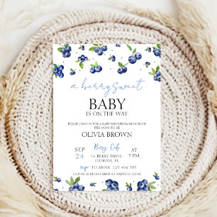 Invitation aquarelle bleuet Berry Baby shower doux