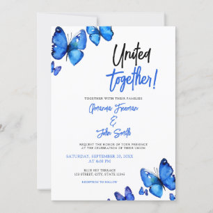 Invitation Aquarelle Blue Butterflies Chic Mariage