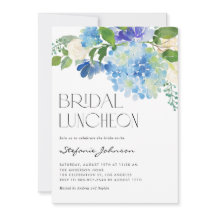 Aquarelle Blue Hydrangea Floral Bridal Luncheon