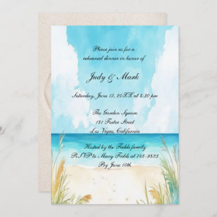 Invitation Aquarelle Blue Ocean Beach Dîner de répétition