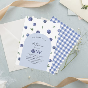 Invitation Aquarelle Blueberry 1ère fête d'anniversaire