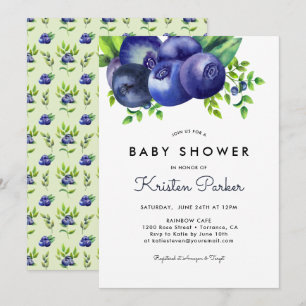 Invitation Aquarelle Blueberry Boy Baby shower