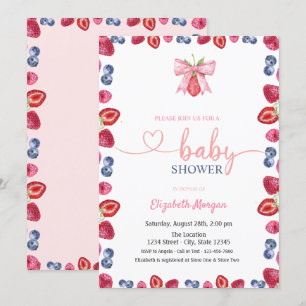 Invitation Aquarelle Blueberry fraise Baby shower