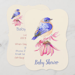 Invitation Aquarelle Bluebird Baby shower garçon ou fille