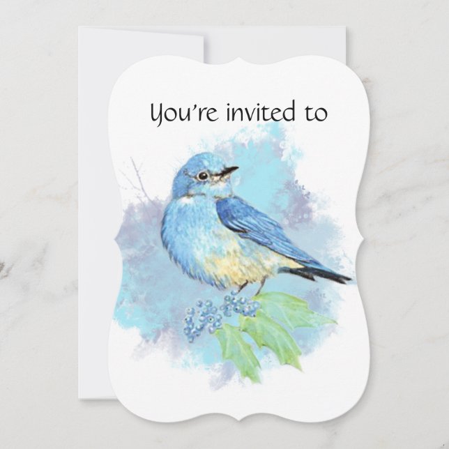 Invitation Aquarelle Bluebird Garden Oiseau Art (Devant)