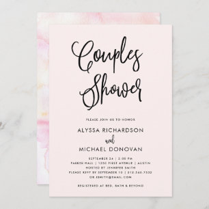 Invitation Aquarelle Blush Boho  Douche pour couples
