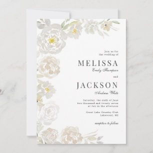 Invitation Aquarelle Blush & Cream Rose Mariage classique