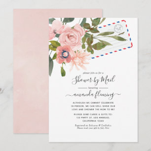 Invitation Aquarelle Blush et Baby shower Rose Gold par courr