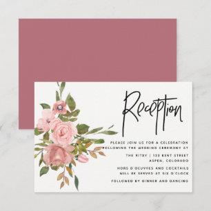 Invitation Aquarelle Blush et Rose Gold Wedding Réception