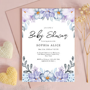 Invitation Aquarelle Blush Floral Baby shower élégant