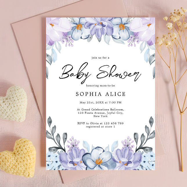 Invitation Aquarelle Blush Floral Baby shower élégant (Créateur téléchargé)