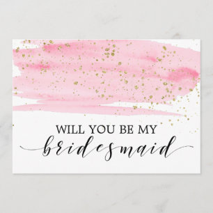 Invitation Aquarelle Blush & Gold Serez-Vous Ma Femme D'Accue