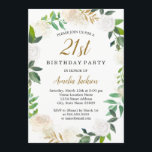 Invitation Aquarelle Blush Gold Wreath 21e anniversaire<br><div class="desc">Jolie couleur rousse,  gris et or floral de l'aquarelle wreath Anniversaire Invitation.</div>