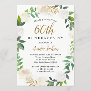 Invitation Aquarelle Blush Gold Wreath 60e anniversaire