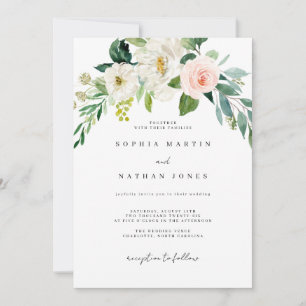 Invitation Aquarelle Blush Green Leaf Botanique Mariage Inv