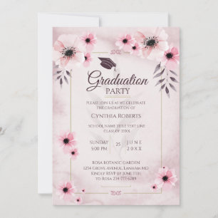 Invitation Aquarelle Blush Pink Graduation