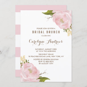 Invitation Aquarelle Blush Pink Peonies Bridal Brunch