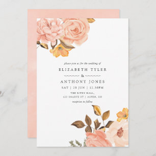 Invitation Aquarelle Blush rose et or Mariage Floral