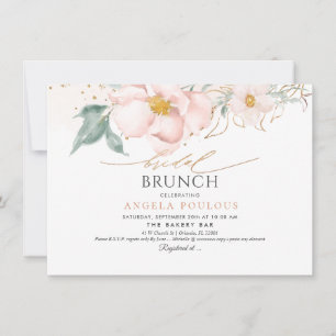 Invitation Aquarelle Blush single pétale Rose nuptiale Brunch