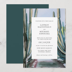 Invitation Aquarelle Bohème Cactus Vert Désert