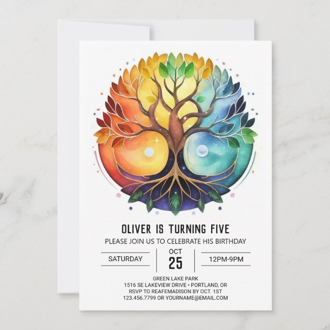 Invitation Aquarelle Bohème de vie Anniversaire (Devant)