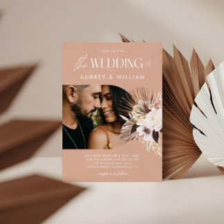 Invitation Aquarelle bohème moderne Mariage de photos florale