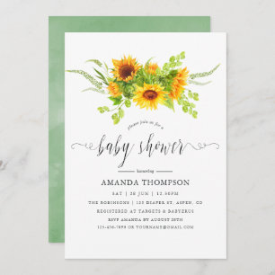 Invitation Aquarelle Bohemian Baby shower de tournesols Boho