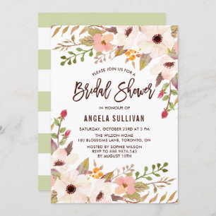 Invitation Aquarelle Bohemian Flowers Fête des mariées Invita