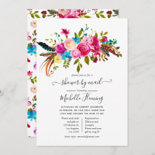 Invitation Aquarelle Boho Chic Floral Baby shower par Mail