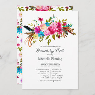 Invitation Aquarelle Boho Chic Floral Fête des mariées par co