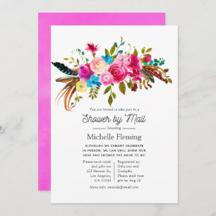 Invitation Aquarelle Boho Chic Floral Fête des mariées par co