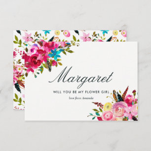 Invitation Aquarelle Boho Chic Serez-Vous Ma Fille Fleur