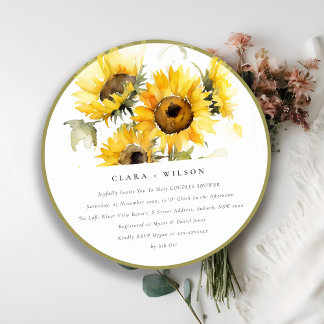 Invitation Aquarelle Boho minimale Couple de tournesol Couple